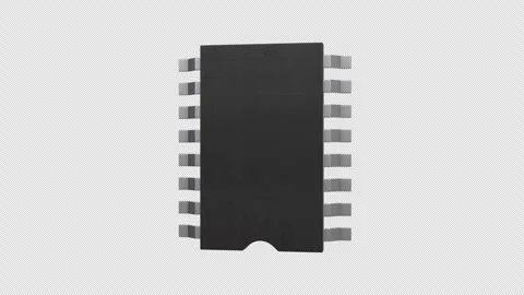 Integrated Circuit Chip Rotating on a Transparent Background. Seamless Loop. 4K Stock Footage 297660839