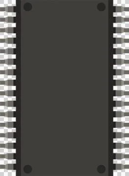 Integrated circuit: Close-up of a black rectangular microchip with metal pi.. Stock Illustration