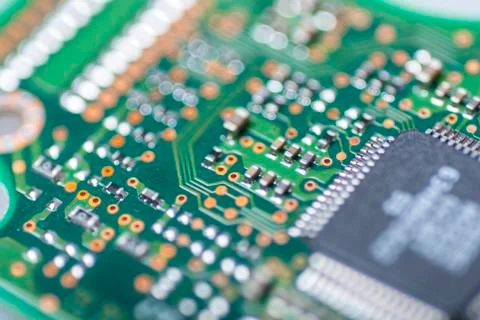 Integrated circuit close up Stock Photos