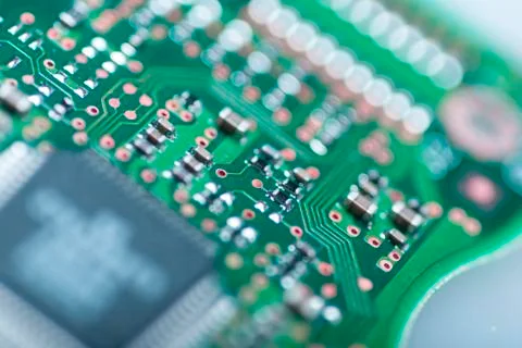 Integrated circuit close up Stock Photos