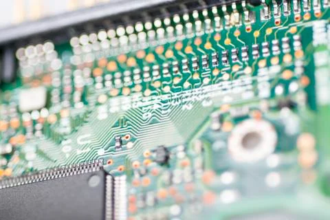 Integrated circuit close up Stock Photos