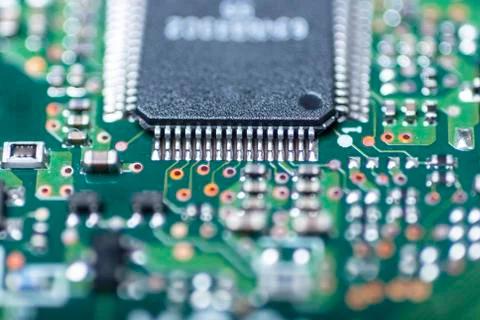 Integrated circuit close up Stock Photos