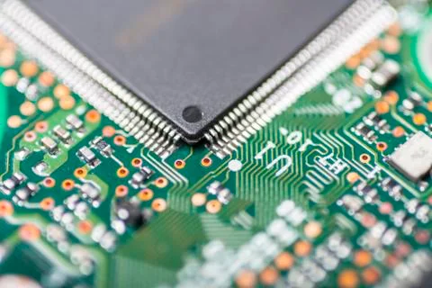 Integrated circuit close up Stock Photos