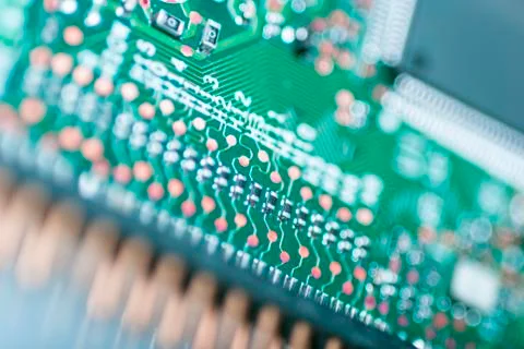 Integrated circuit close up Stock Photos