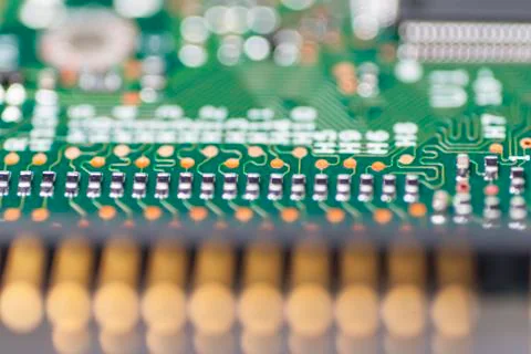 Integrated circuit close up Stock Photos