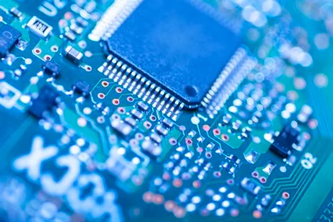 Integrated circuit close up Stock Photos