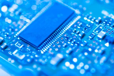 Integrated circuit close up Stock Photos