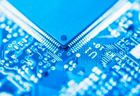 Integrated circuit close up Stock Photos