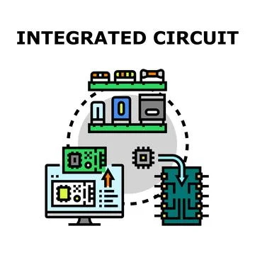 Integrated circuit components connecting to electronic device Stock Illustration