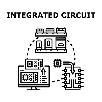 Integrated circuit components connecting to electronic device Stock Illustration