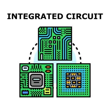 Integrated circuit components connecting, forming electronic system Stock Illustration