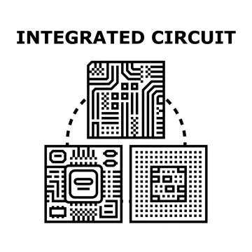 Integrated circuit components connecting, forming electronic system Stock Illustration