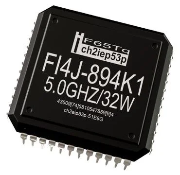 Integrated circuit of computer parts. Micro chip artificial intelligence. Illustrazione stock