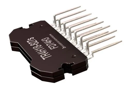 Integrated circuit of digital computer parts. Logic electronic micro chip. Illustrazione stock