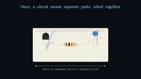 Integrated Circuit - entire workshop of parts grown into one silver of silicon Vídeos de archivo 338446437