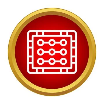 Integrated circuit icon representing computer chip processing data 库存插图