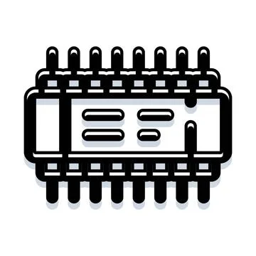 Integrated circuit microchip icon representing digital technology イラスト素材