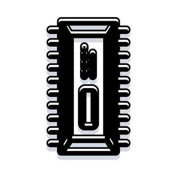 Integrated circuit microchip icon representing digital technology イラスト素材