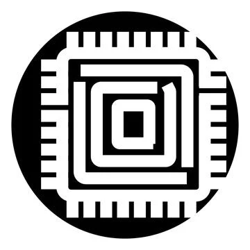 Integrated circuit microchip icon showing digital technology Stock Illustration