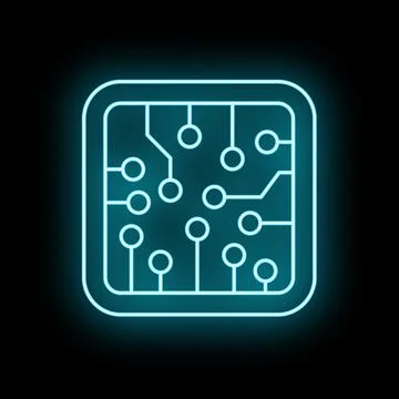 Integrated circuit microchip icon showing futuristic technology 库存插图