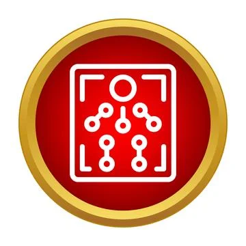 Integrated circuit network diagram on red button イラスト素材