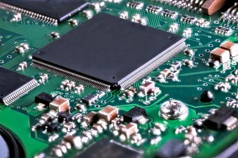 Integrated circuit with a processor chip on computer mainboard 写真素材