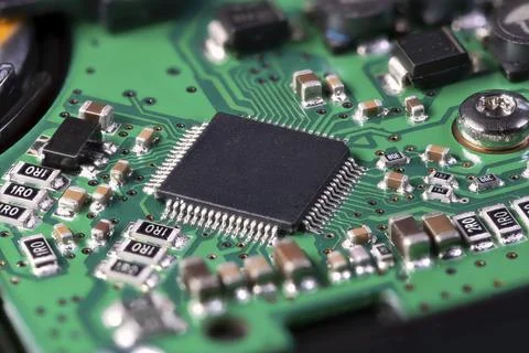 Integrated circuit with a processor chip on computer mainboard 写真素材
