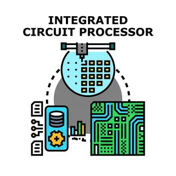 Integrated circuit processor manufacturing and computer engineering concepts Stock Illustration