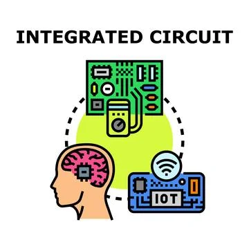 Integrated circuit technology connecting brain computing and iot Stock-Illustration