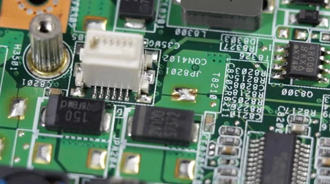 Integrated Circuits New Interface Detail Rotation Motherboard Closeup Networking Stock Footage 44353580