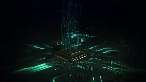 Integrated communication processor CPU 5G Circuit Board Background Stock Footage 293054758