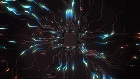 Integrated communication processor CPU 5G Circuit Board Background Stock Footage 293057063
