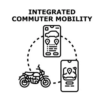 Integrated commuter mobility with digital transportation apps Stock Illustration