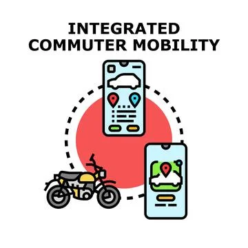 Integrated commuter mobility with digital transportation apps Stock Illustration