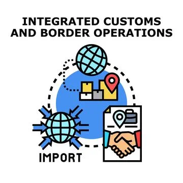 Integrated customs and border operations vector concept Stock Illustration