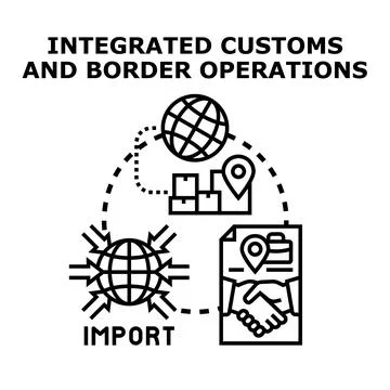 Integrated customs and border operations vector concept Stock Illustration