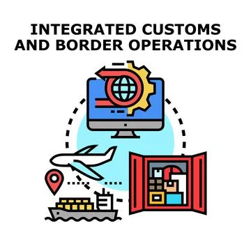 Integrated customs and border operations concept illustrating global logist.. Stock Illustration