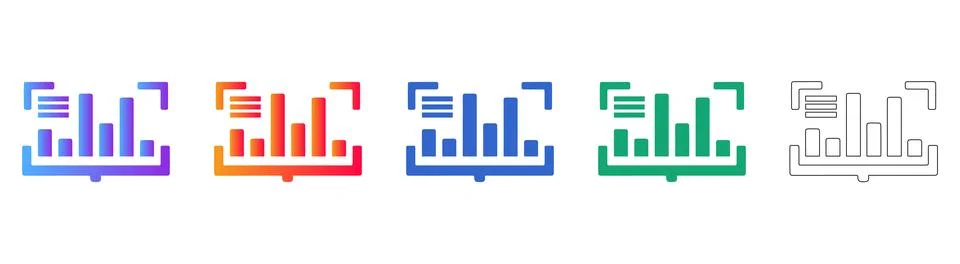 Integrated Data Analytics Focus Icons Stock Illustration
