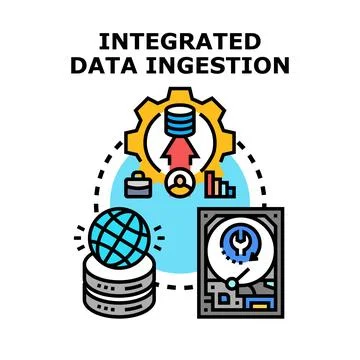 Integrated data ingestion process managing global information flow Stock Illustration
