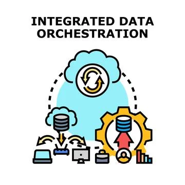 Integrated data orchestration synchronizing cloud computing processes 스톡 일러스트