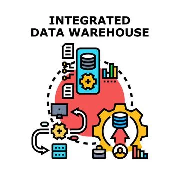 Integrated data warehouse concept processing big data Stock Illustration
