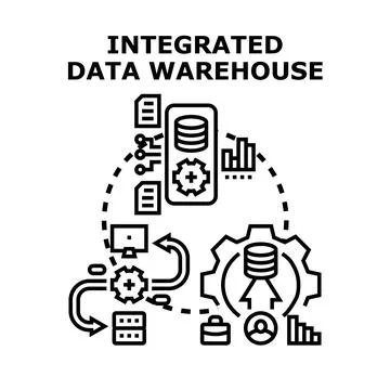Integrated data warehouse concept processing big data Illustrazione stock