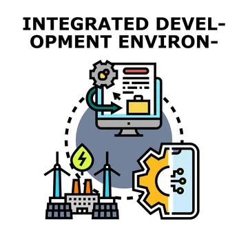 Integrated development environment managing energy and digital solutions Stock Illustration