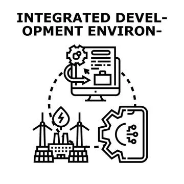 Integrated development environment managing energy and digital solutions Stock Illustration