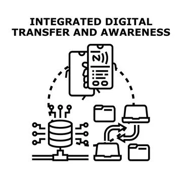 Integrated digital information transfer and data awareness concept Stock Illustration