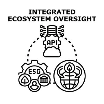 Integrated ecosystem oversight concept diagramming sustainable governance Stock Illustration