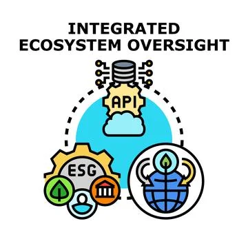 Integrated ecosystem oversight concept diagramming sustainable governance Stock Illustration