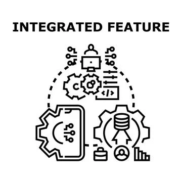 Integrated feature developing digital solution engineering process Illustrazione stock
