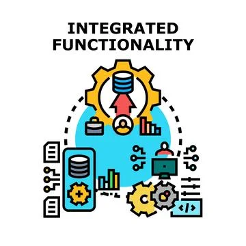 Integrated functionality concept connecting diverse business systems Stock Illustration