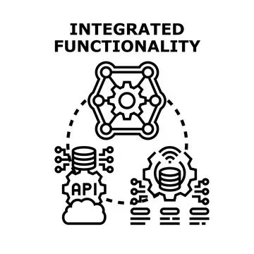 Integrated functionality developing digital technology system solutions Ilustração Stock